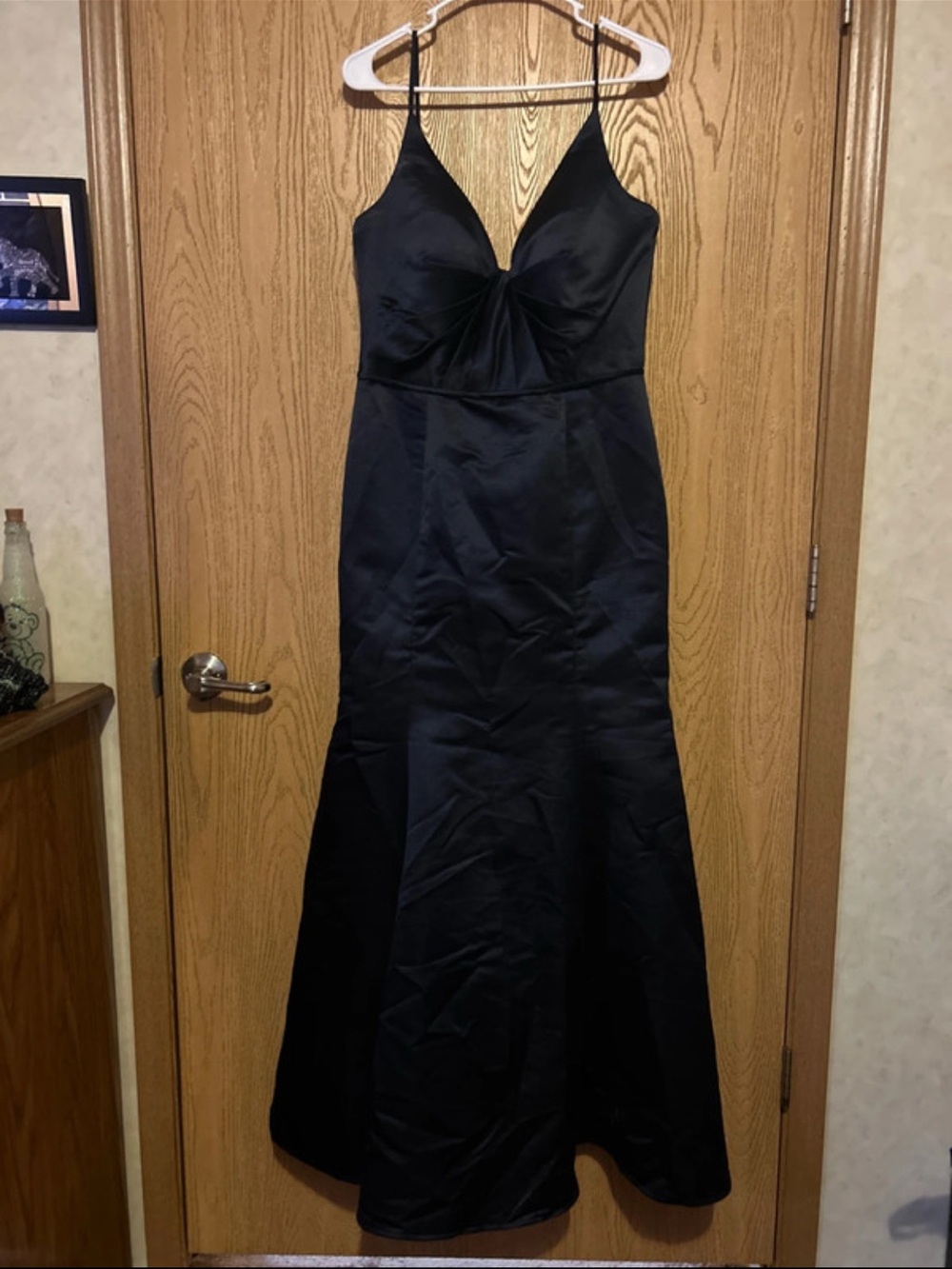 Bill Levkoff Navy Spaghetti-Strap Gown